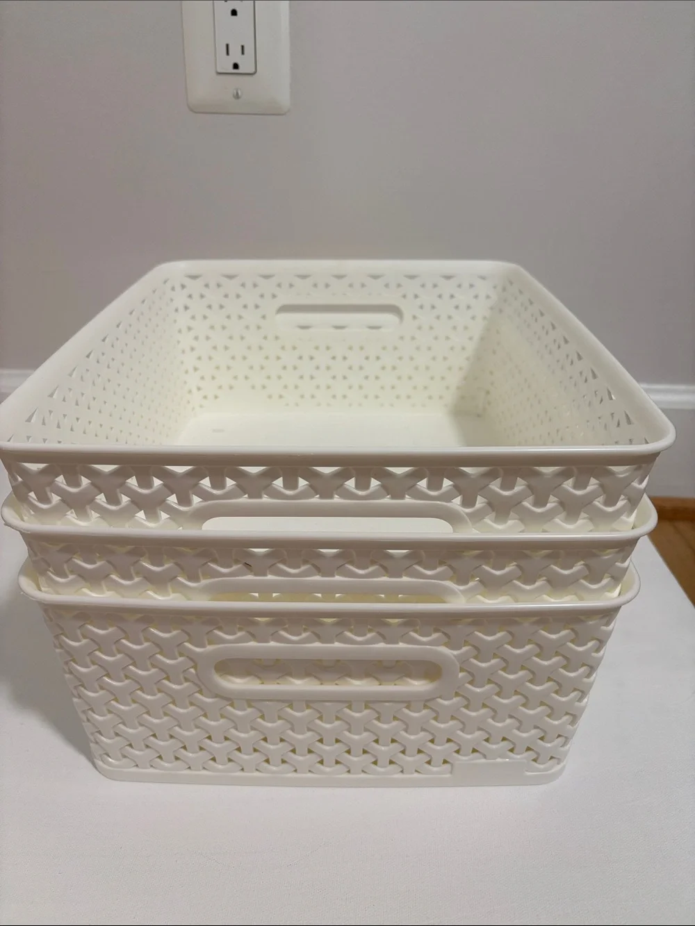 White Plastic Storage Basket with Handle - Target